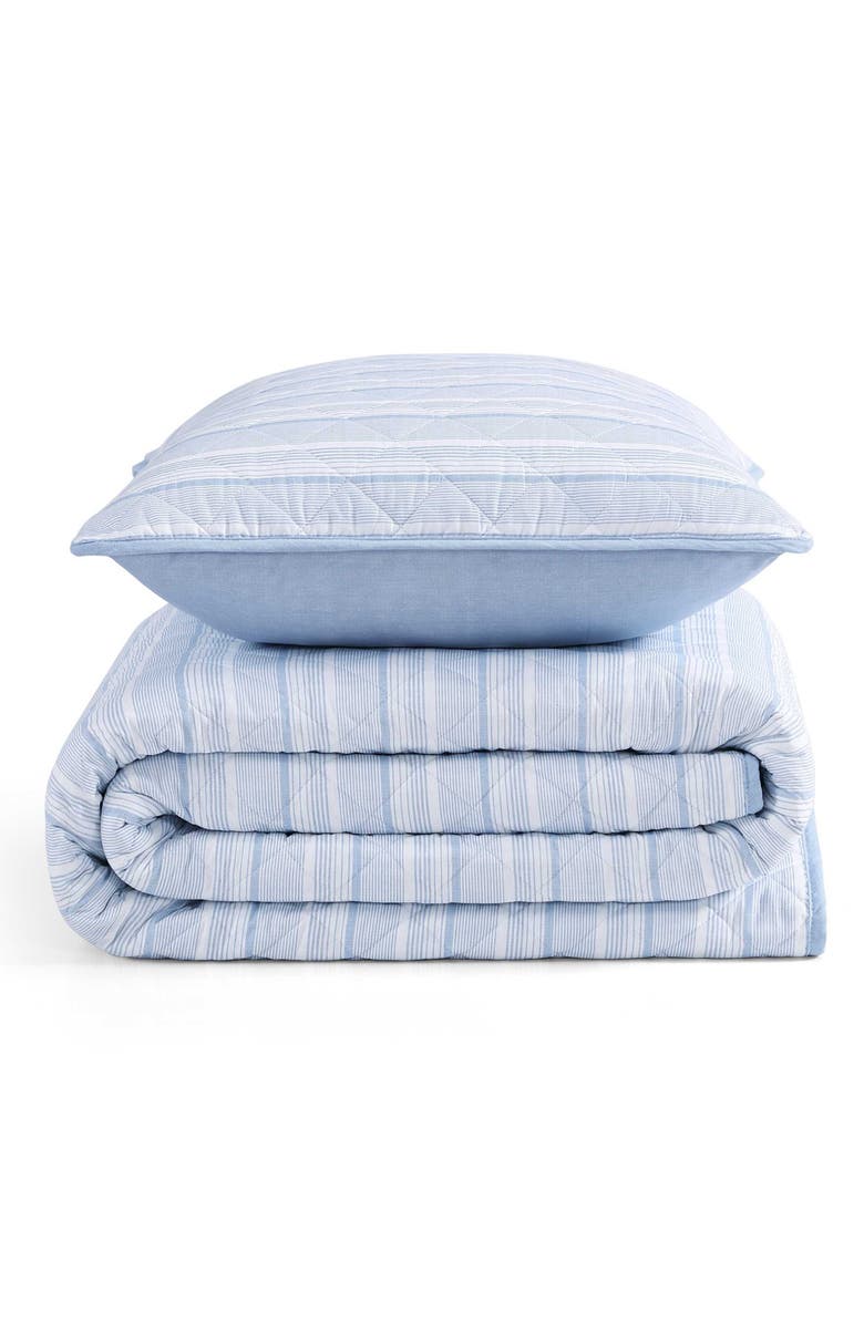 Tommy Hilfiger Sailing Stripe Quit & Shams Set, Main, color, White/ Dark Kentucky Blue