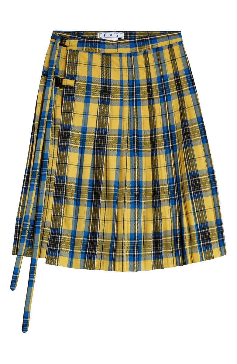 Off-White Gender Inclusive Double Buckle Plaid Wool Kilt, Alternate, color, 