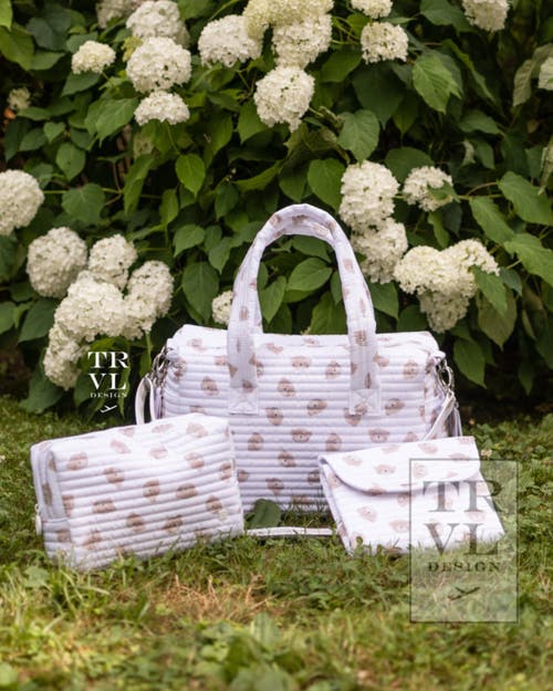 Trvl Design Quilted Teddy Bear Stroller Bag In White