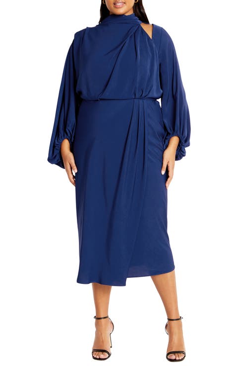 Jaylee Shoulder Cutout Long Sleeve Dress (Plus)