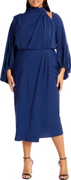 City Chic Jaylee Shoulder Cutout Long Sleeve Dress