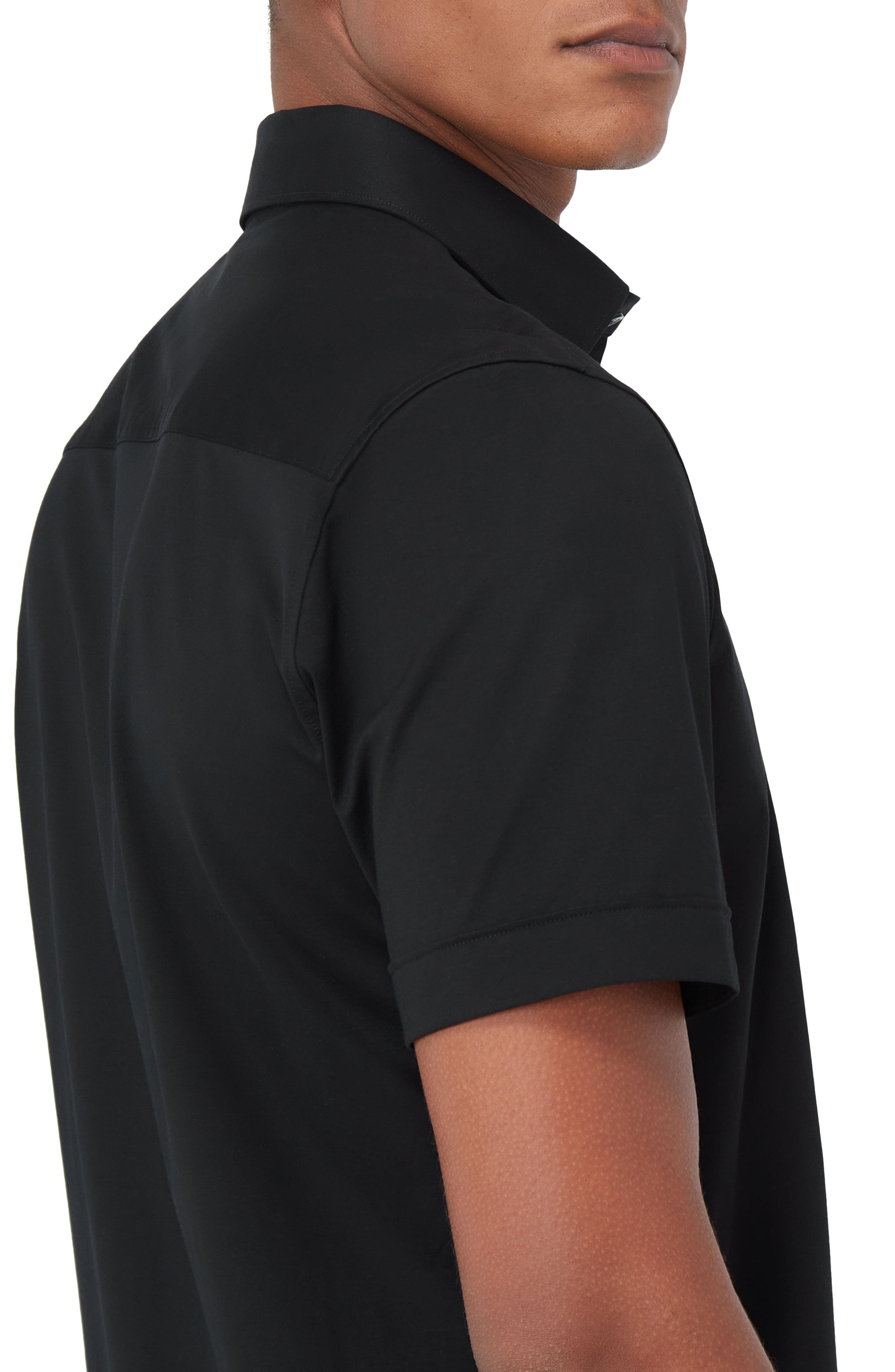 Мужские Bugatchi Miles OoohCotton® Solid Short Sleeve Button-Up Shirt — фото 6