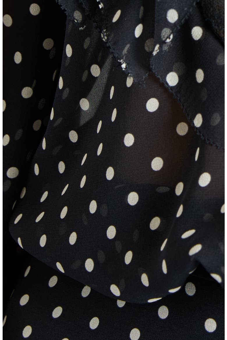 Polka Dot Tulle Bib Button-Up Shirt, Alternate, color, NERO/ BETULLA