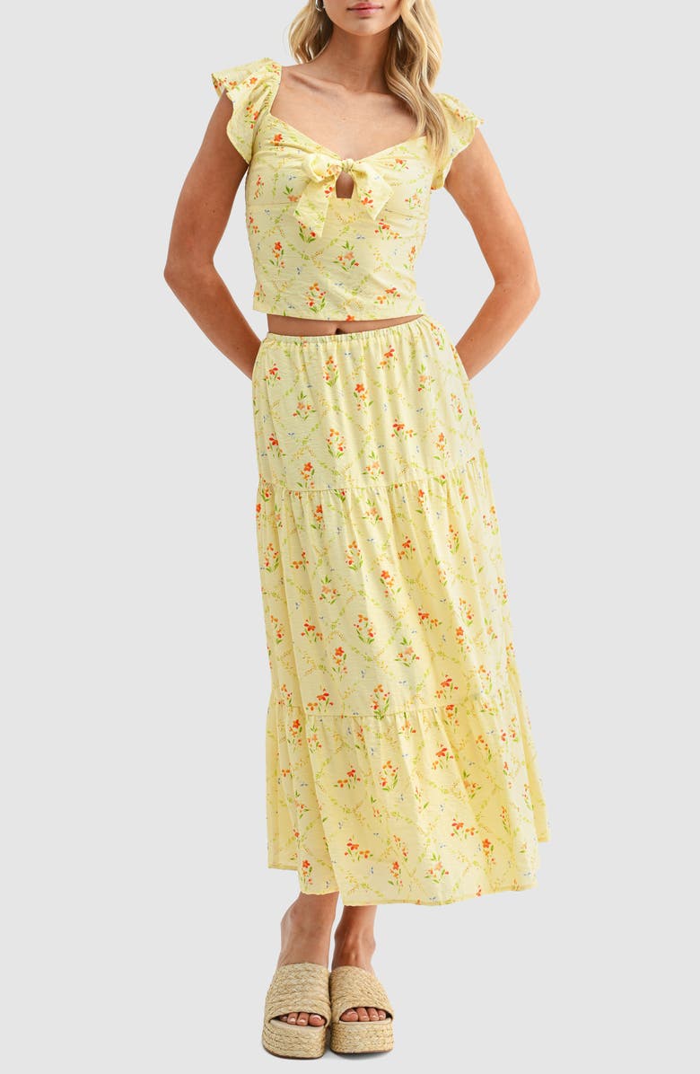 Lush Tired Mid Skirt, Alternate, color, Yellow Multi