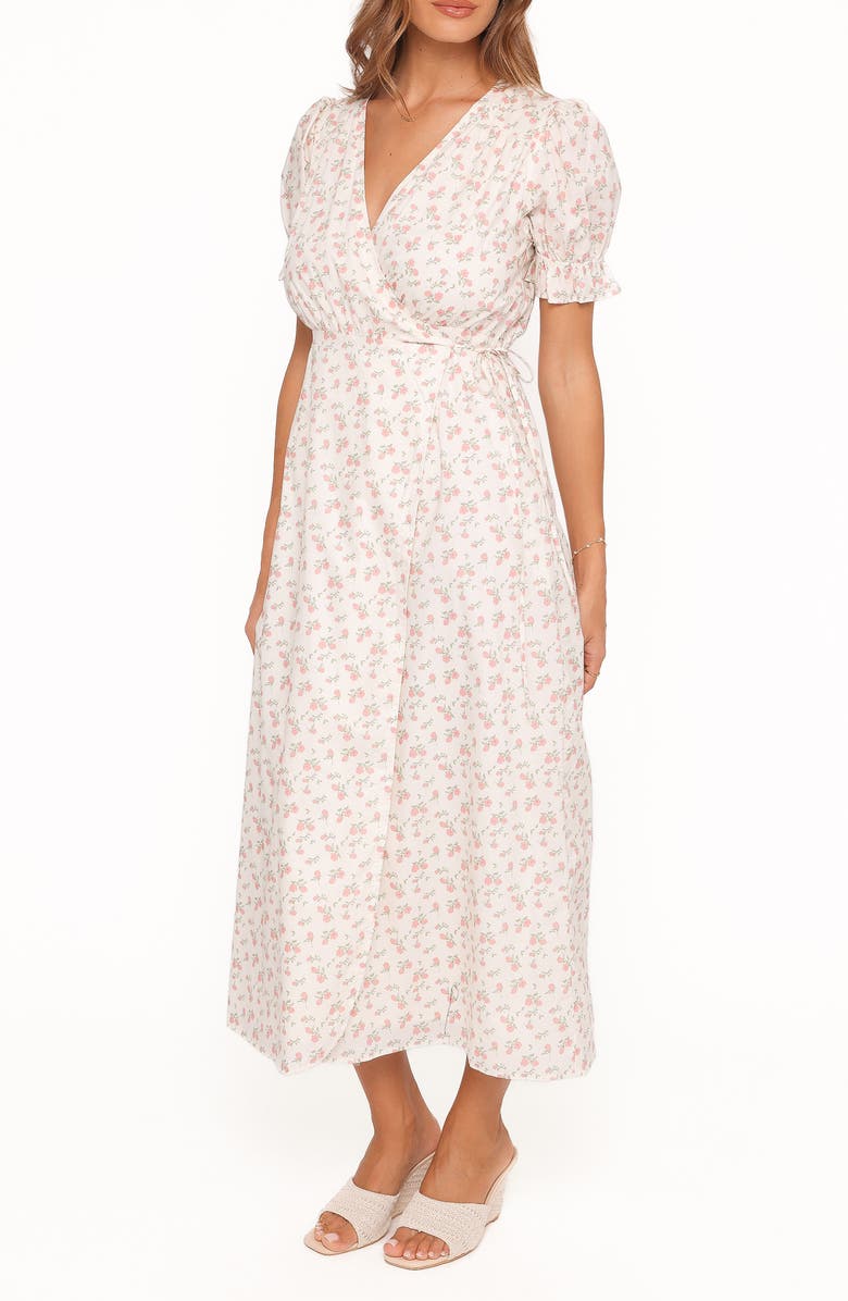 Petal & Pup Mabella Cotton Midi Dress, Alternate, color, Peach Ditsy Floral