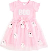 Sweet Wink Boo Sequin Patch Halloween Short Sleeve Tutu Dress