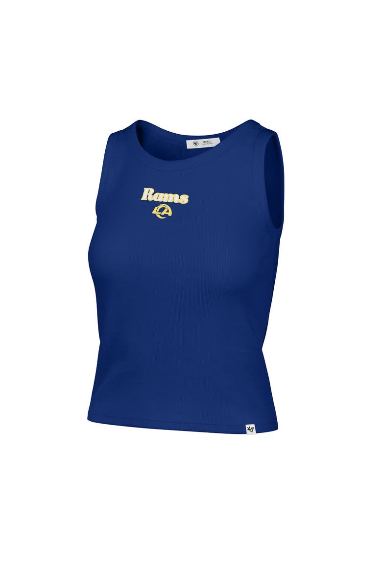Women's '47  Royal Los Angeles Rams Cropped Straight Cut Ribbed Baby Tank Top, Alternate, color, Royal
