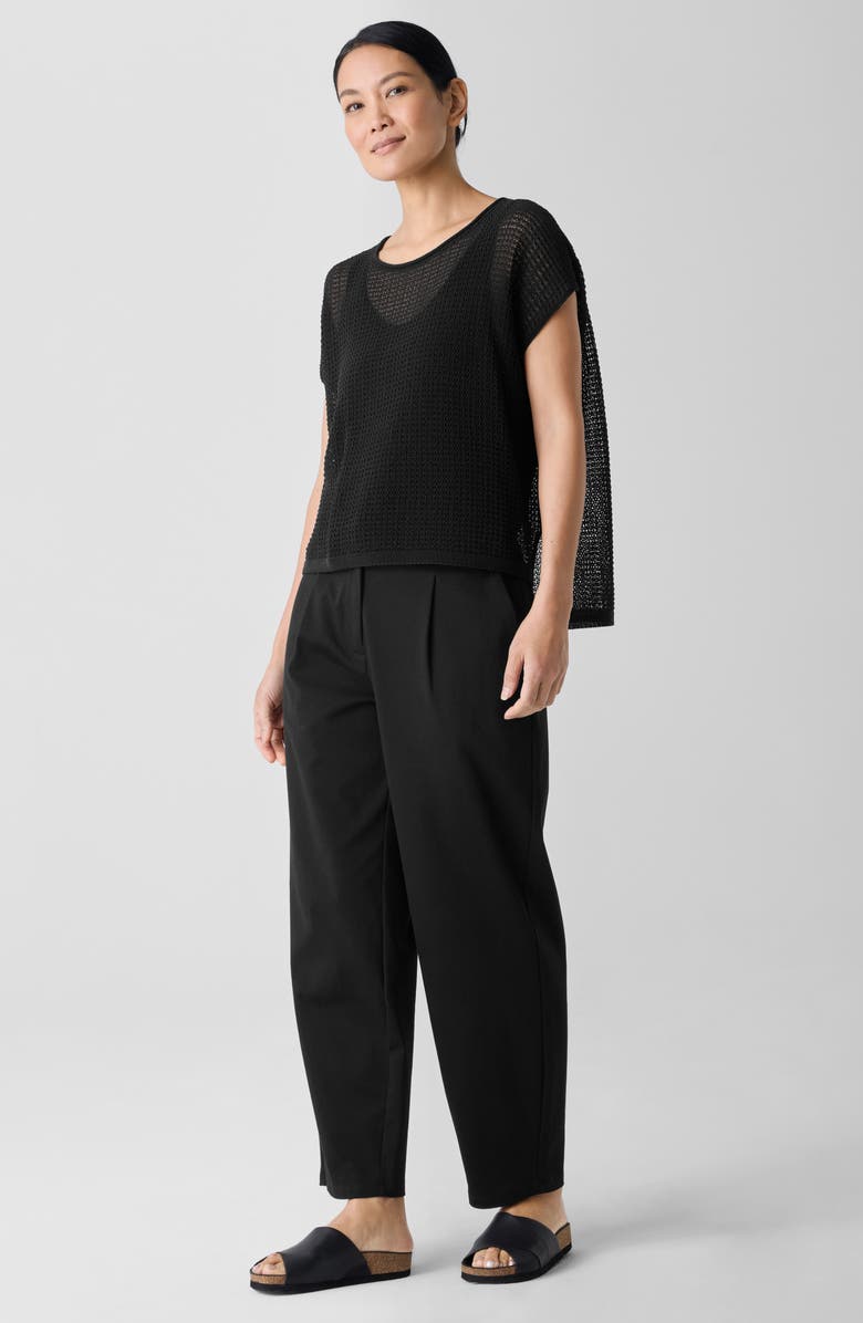 Eileen Fisher Open Stitch Organic Cotton Sweater, Alternate, color, Black