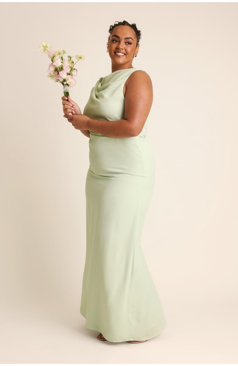 Six Stories Twist Asym Chiffon Bridesmaid Dress, Alternate, color, Mint Green