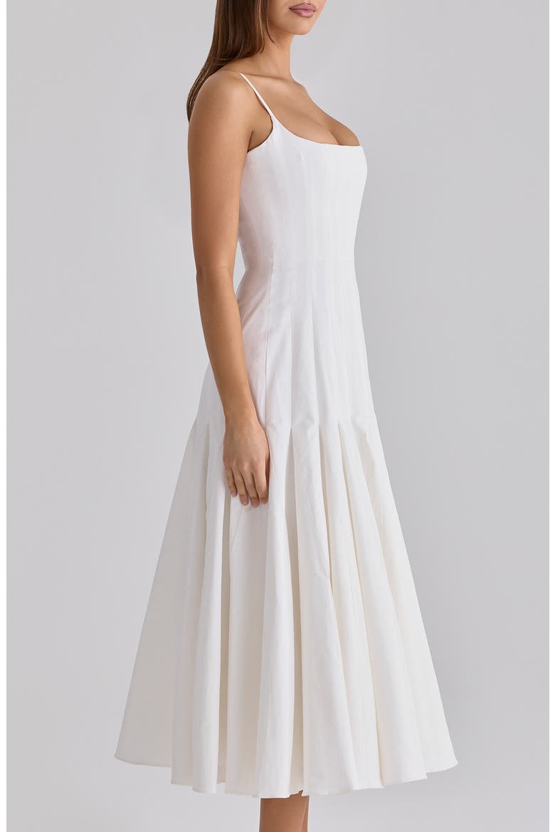 Vionne Pleated Stretch Pima Cotton Fit & Flare Cocktail Dress, Alternate, color, WHITE