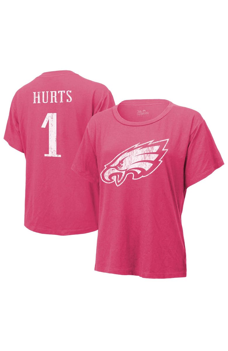 Majestic Threads Women's Majestic Threads Jalen Hurts Pink Philadelphia Eagles Name & Number T-Shirt, Main, color, Pink
