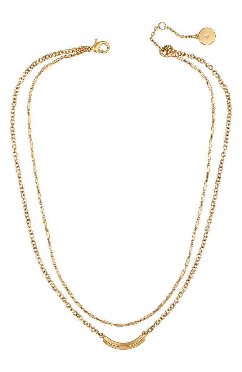 Vince Camuto Curved Bar Pendant Layered Necklace, Alternate, color, Gold Tone