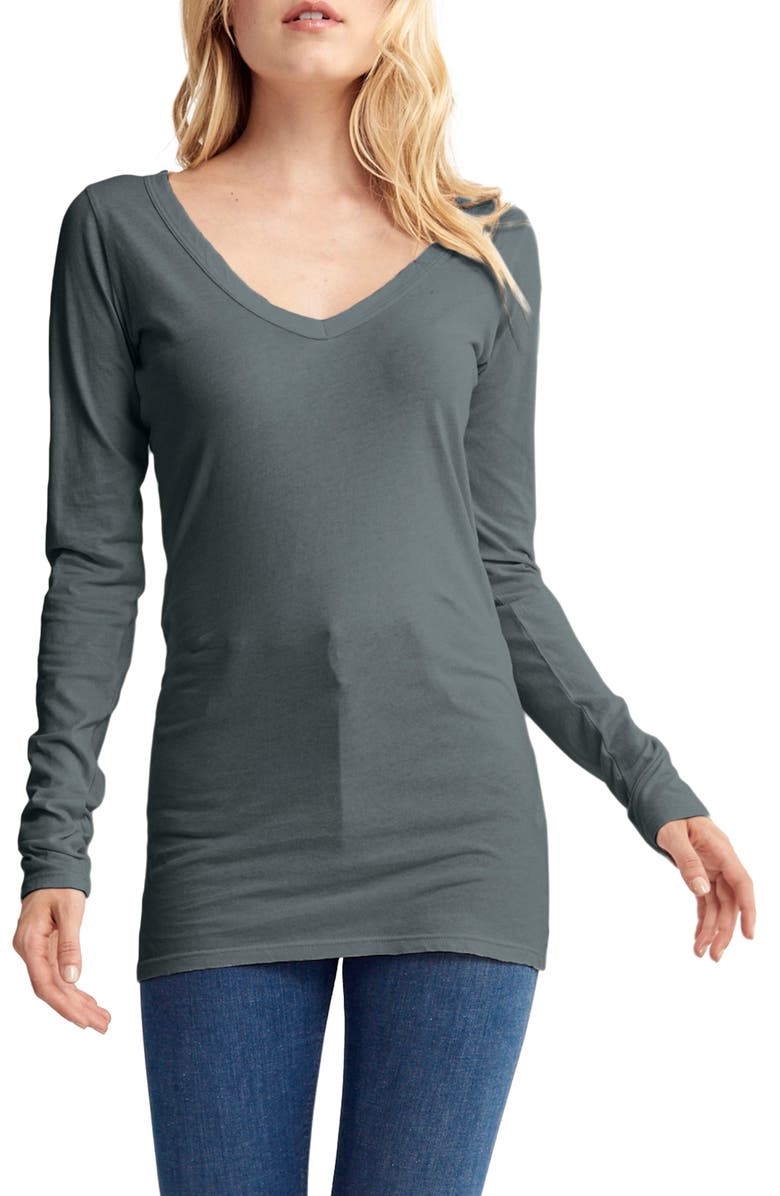 LAmade Long V-Neck Cotton Tee, Main, color, 