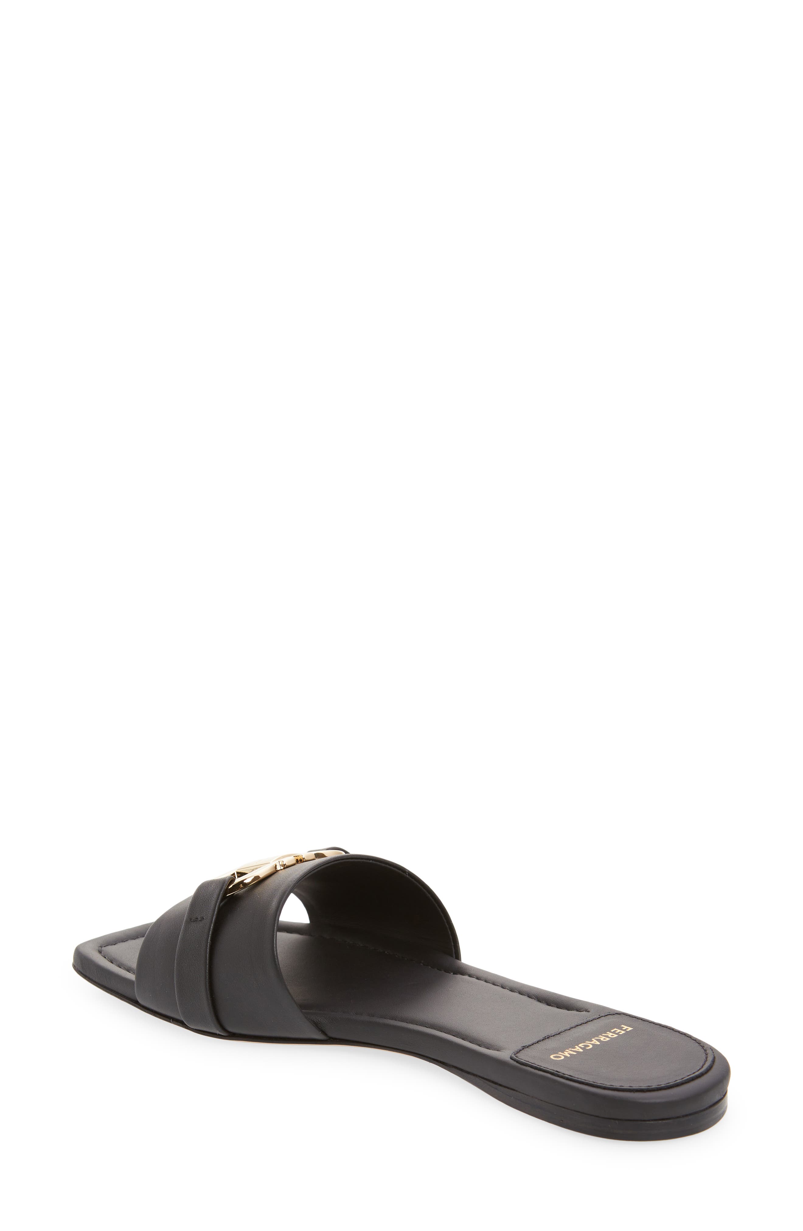 FERRAGAMO Leah Slide Sandal, Alternate, color, Black