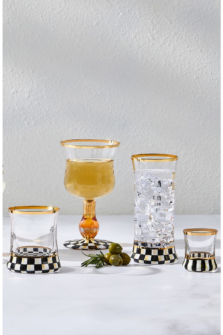 Courtly Check Set of 2 Highball Glasses, Alternate, color, BLACK