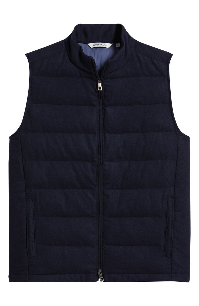 Peter Millar Davos Quilted Wool Flannel Vest, Alternate, color, Navy