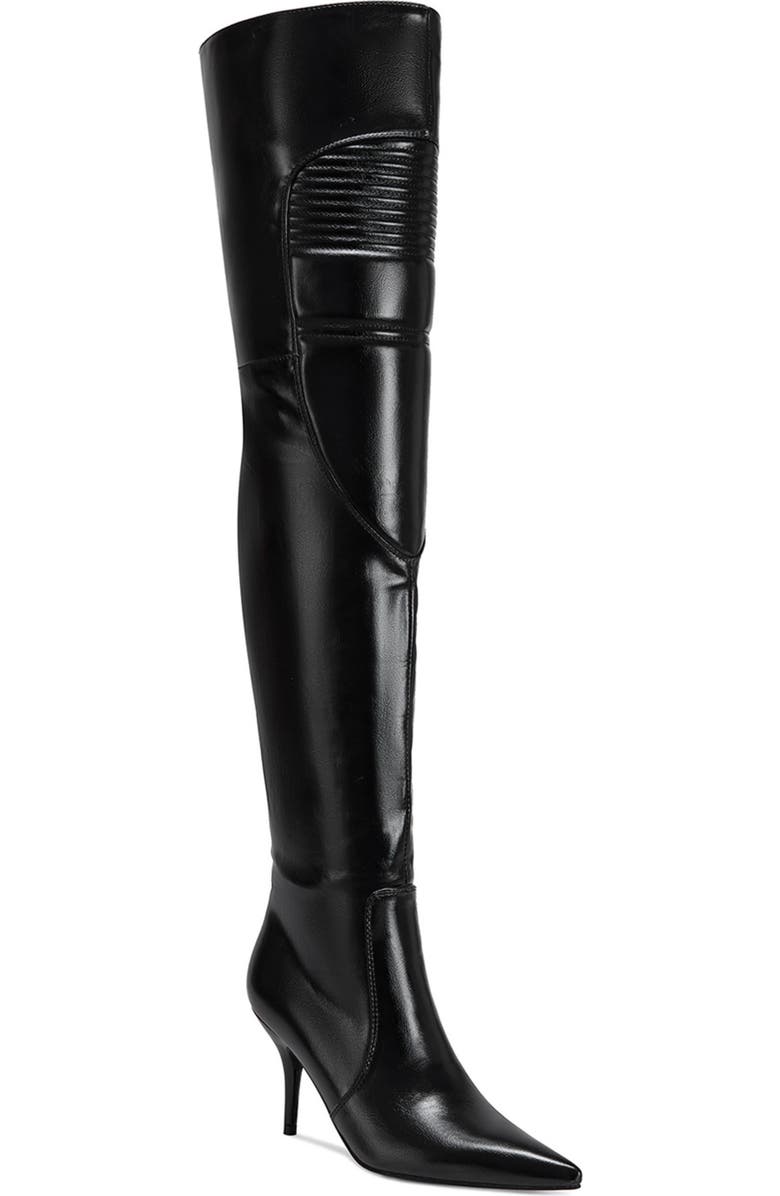 AZALEA WANG Tiernan Pointed Toe Thigh High Boot, Main, color, Black
