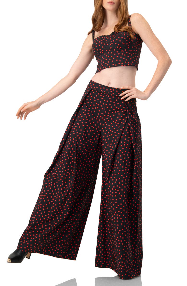 IVONNE Wide-Leg Polka Dot Pants, Alternate, color, Black