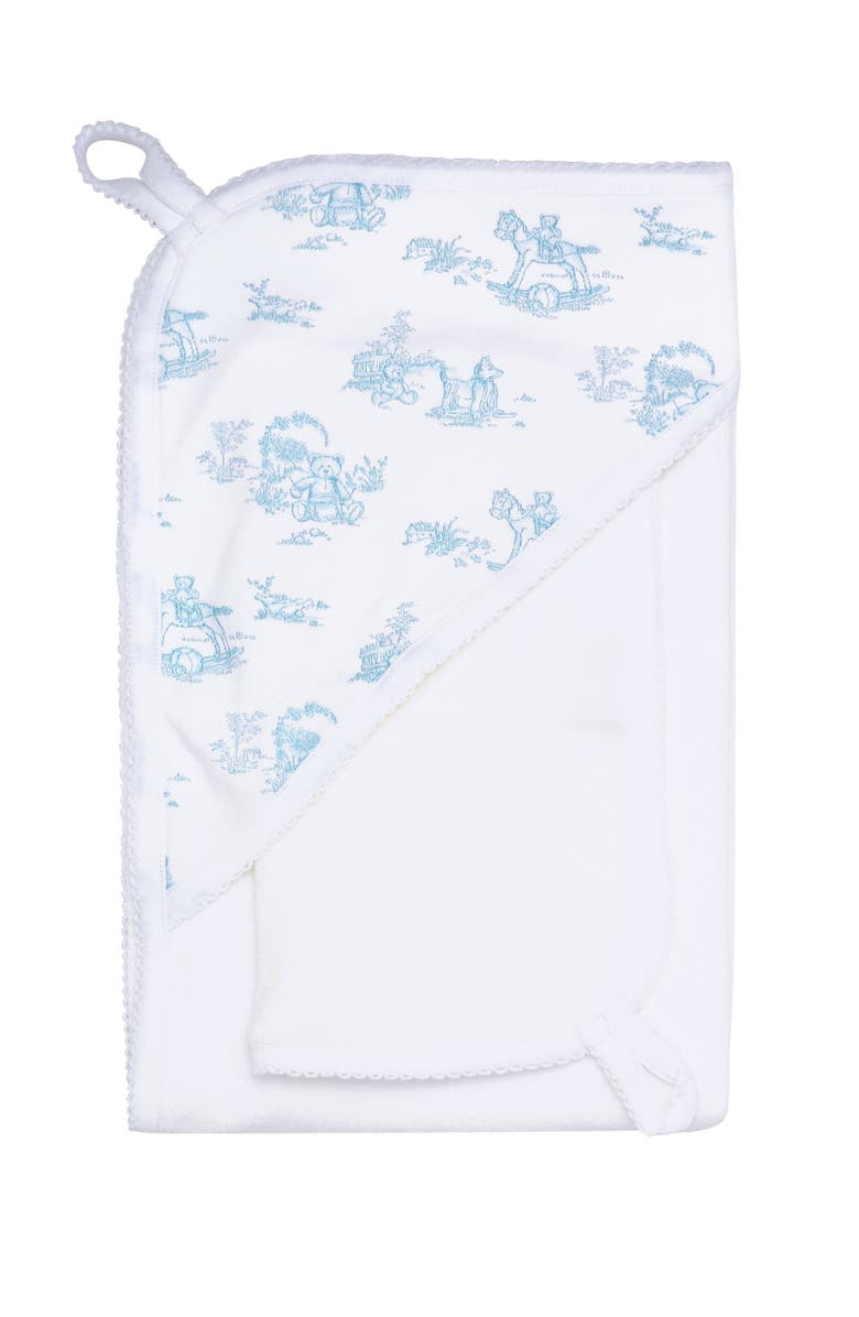 Nellapima Blue Toile Hooded Towel - Baby, Main, color, Blue