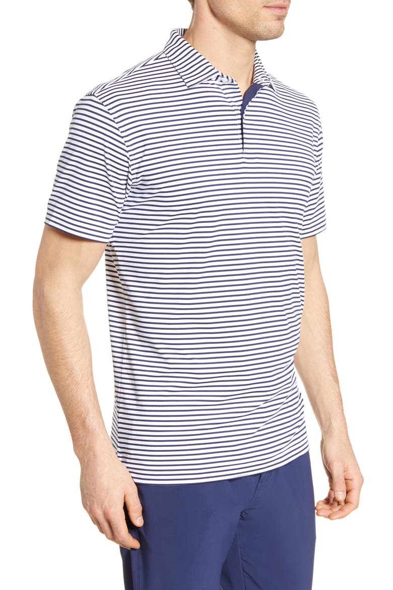 Miles Stripe Short Sleeve Stretch Jersey Polo, Alternate, color, WHITE/ NAVY