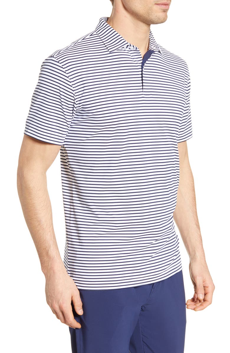 Peter Millar Miles Stripe Short Sleeve Stretch Jersey Polo, Alternate, color, 