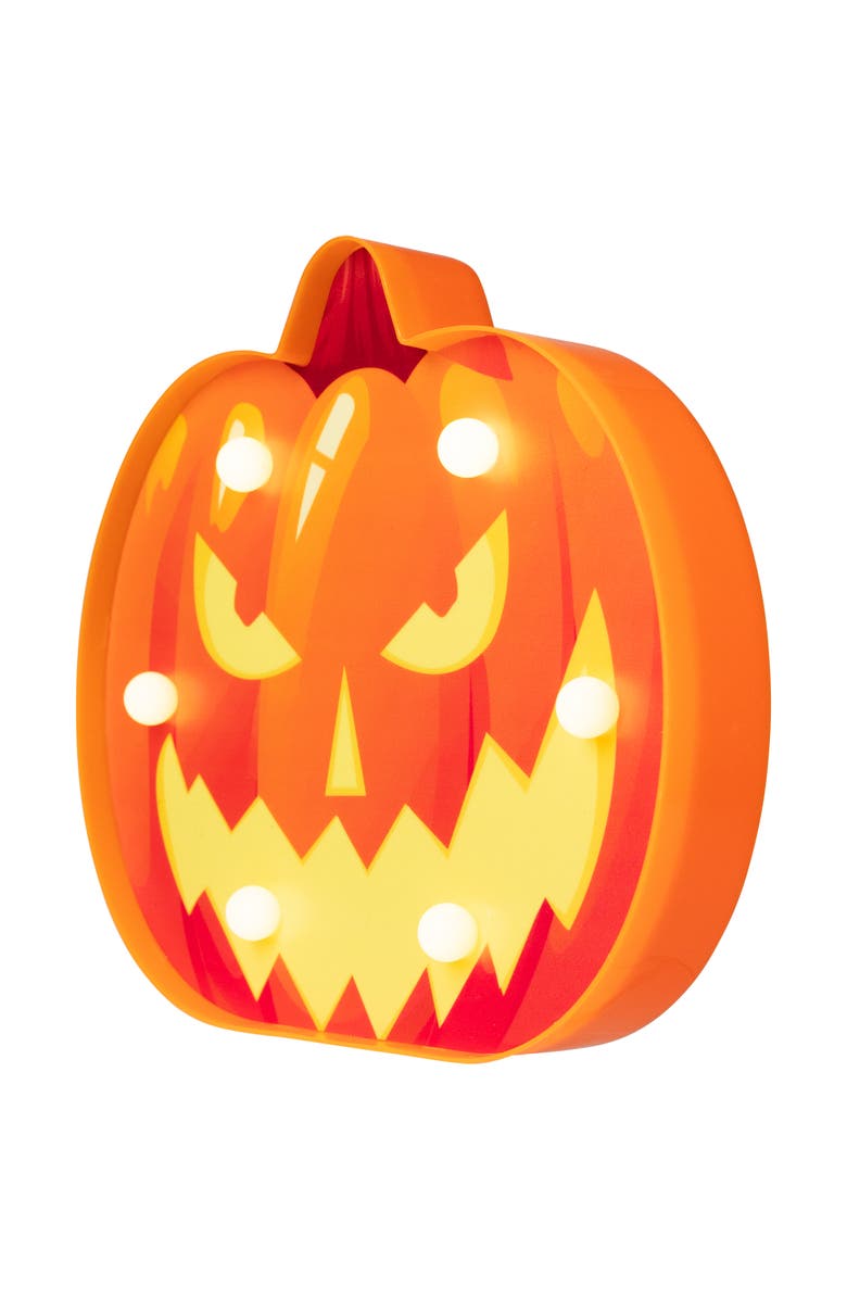 Northlight LED Lighted Jack-O-Lantern Halloween Marquee Sign - 7.5" - White Lights, Alternate, color, Orange