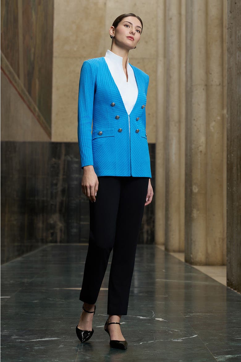 Textural Tonal Knit Jacket, Alternate, color, Tranquil Blue