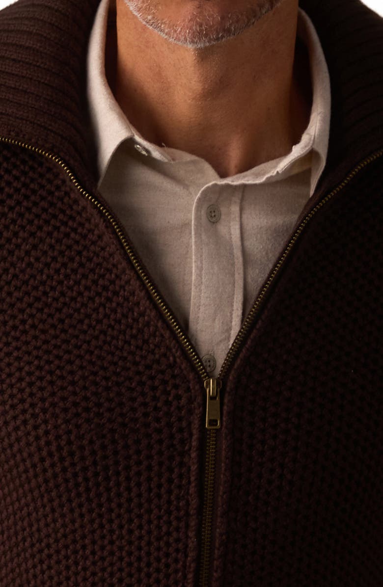 The Normal Brand Waffle Cotton Blend Full Zip Sweater Jacket, Alternate, color, Dark Brown