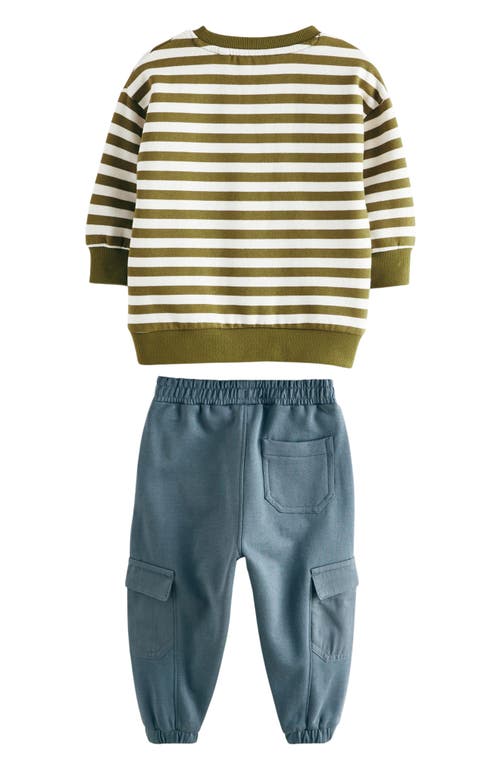 Next Kids' Applique Sweatshirt & Cargo Joggers Set In Green/ecru