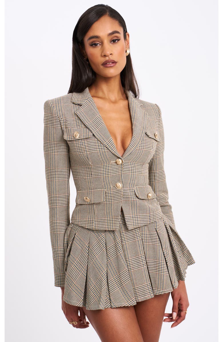 Miss Circle Oakley Long Sleeve Tailored Blazer Jacket, Main, color, Brown