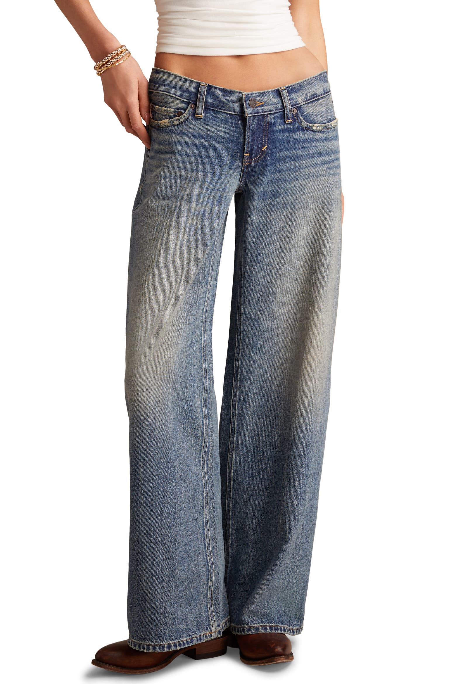 Ultra Low Rise Baggy Wide Leg Jeans