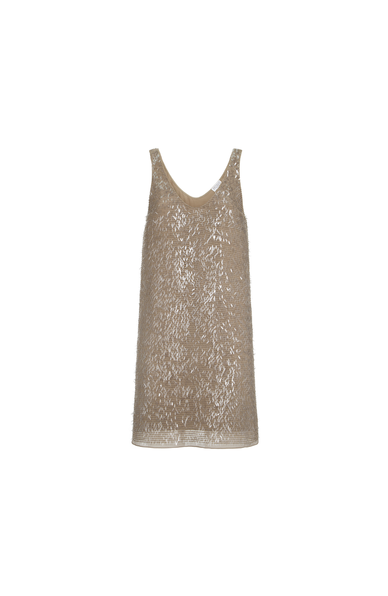 Brunello Cucinelli Mini dress with dazzling embroidery, Main, color, Rope