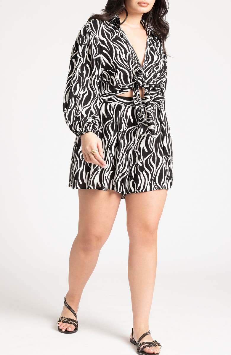 ELOQUII Zebra Stripe Cover-Up Shorts, Alternate, color,