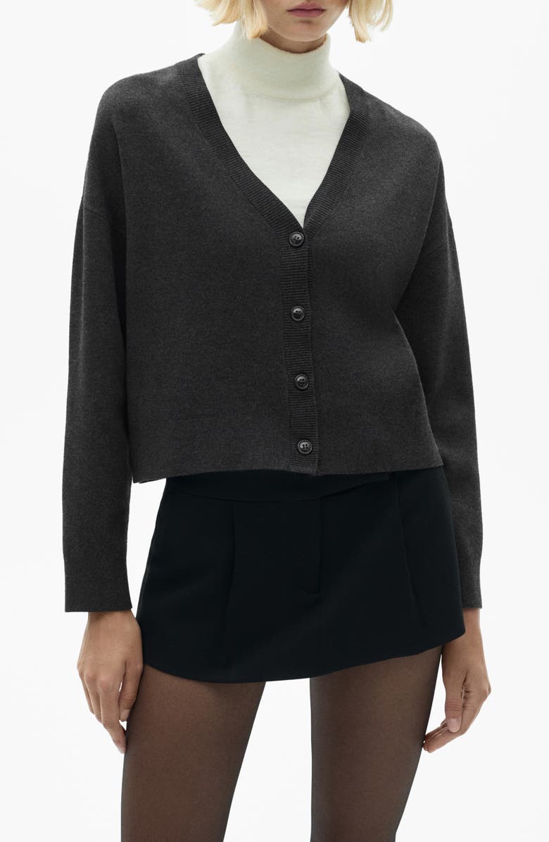 MANGO V-Neck Fine Knit Cardigan, Main, color,