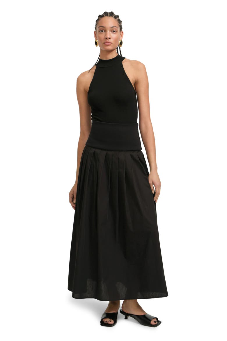 Kenmare Pleated Maxi Skirt, Alternate, color, BLACK