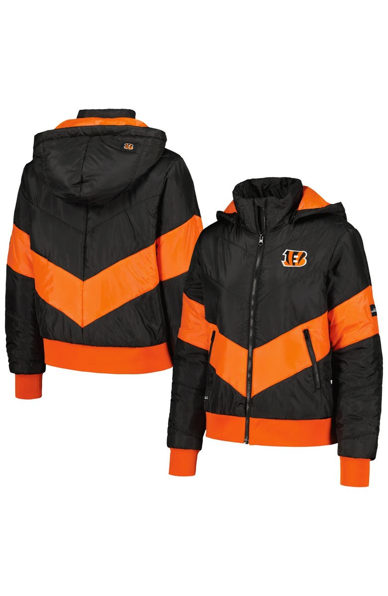 THE WILD COLLECTIVE Women's The Wild Collective  Black Cincinnati Bengals Puffer Full-Zip Hoodie, Main, color, Black