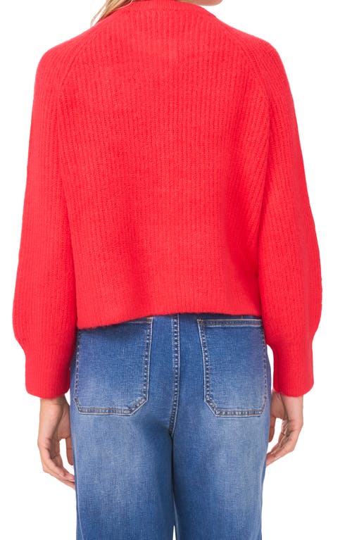 Vince Camuto Saddle Raglan Sleeve Rib Cardigan In Red
