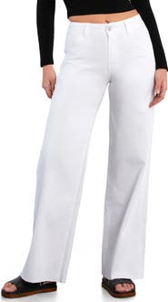 HINT OF BLU Raw Hem Wide Leg Carpenter Jeans