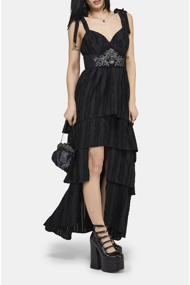 Acantha Tiered Front Split Maxi Dress, Alternate, color, Black