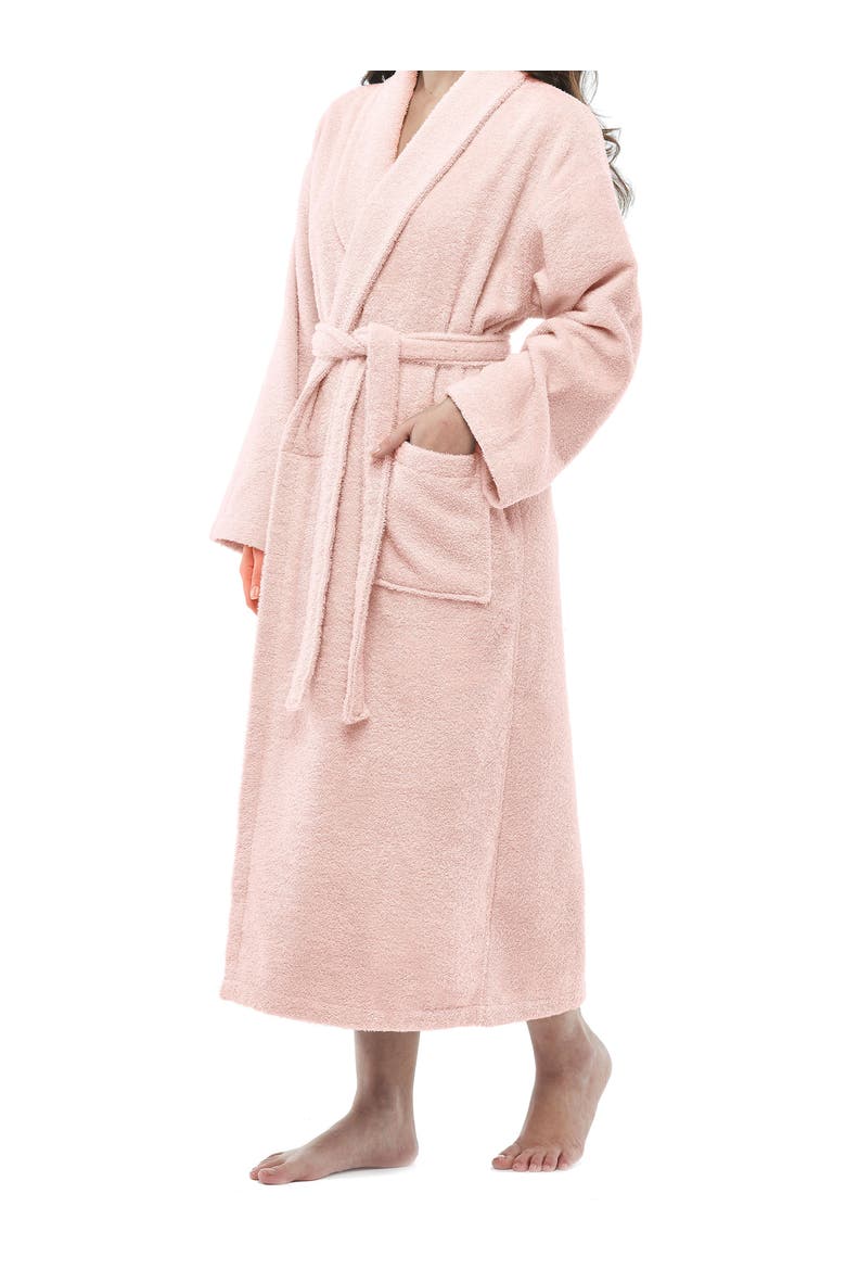 Shawl Collar Turkish Terry Cotton Bathrobe for Women, Alternate, color, Pink