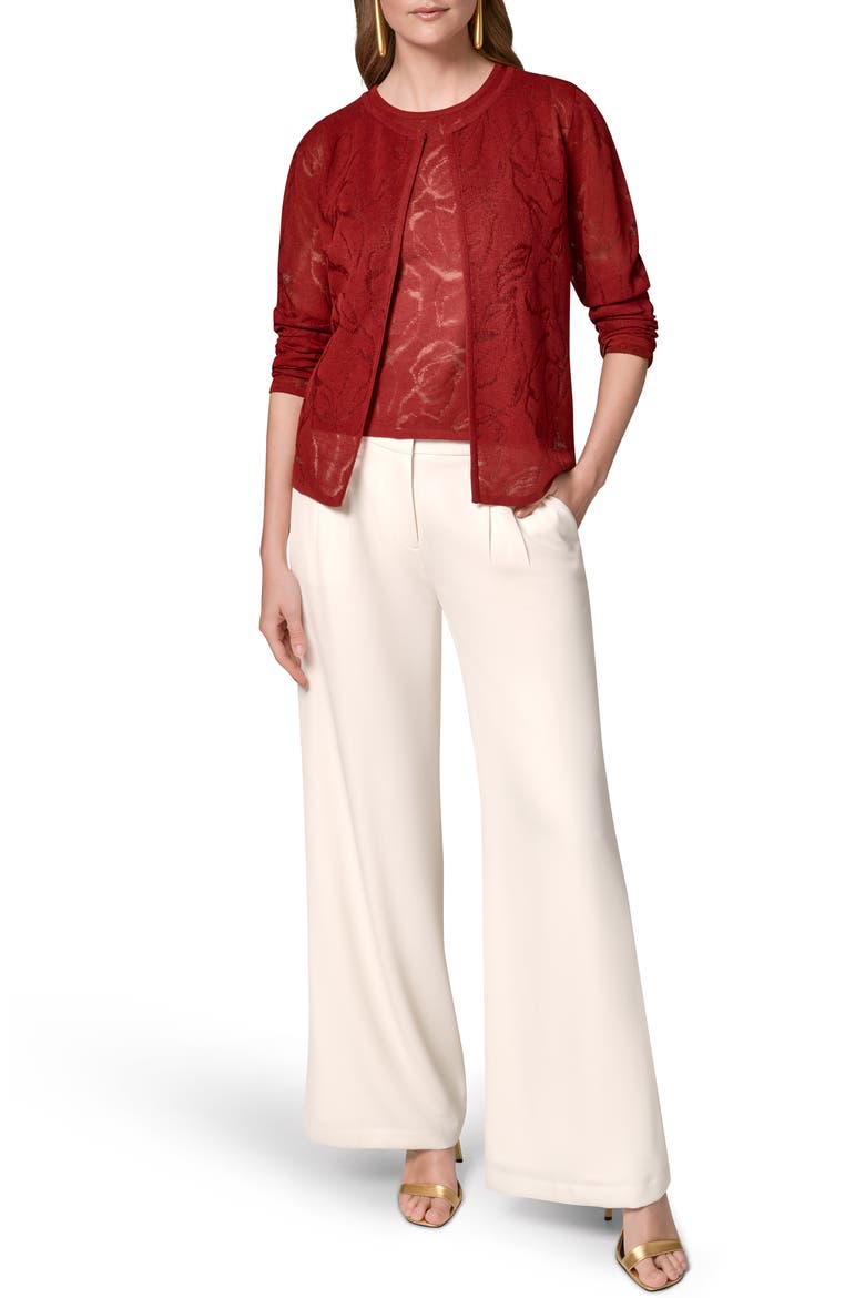 Textured Floral Cardigan, Alternate, color, SUNBAKED