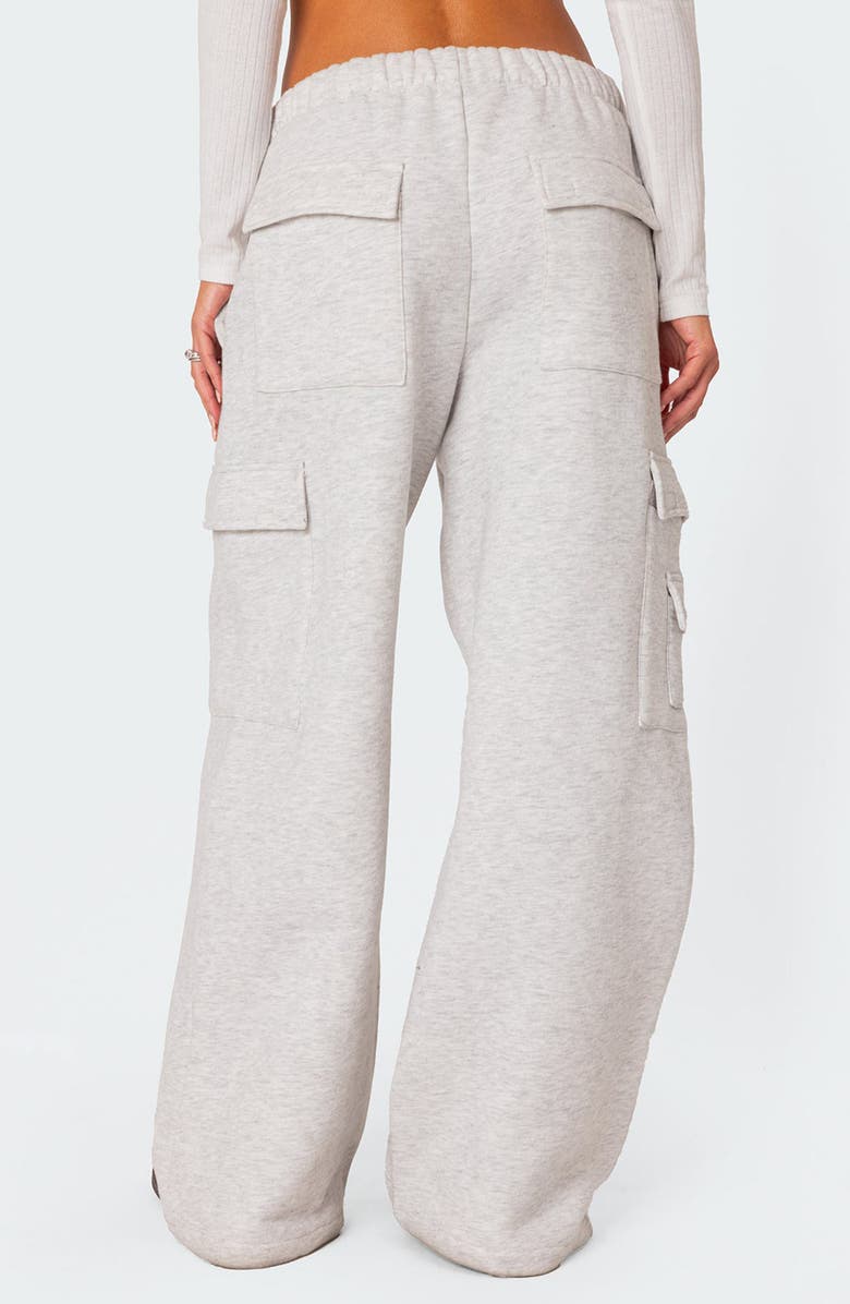 EDIKTED Wide Leg Cotton Cargo Sweatpants, Alternate, color, Light-Gray