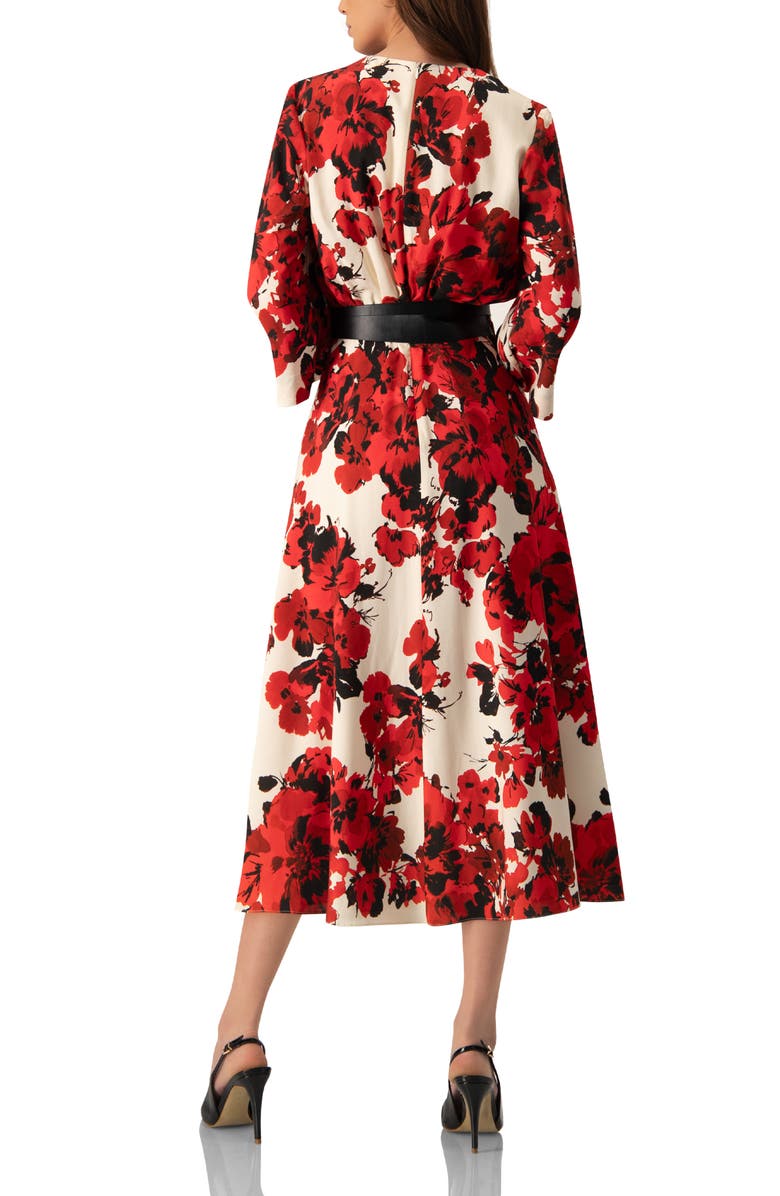 IVONNE Floral Maxi Wrap Dress with Belt, Alternate, color, Ivory-Red