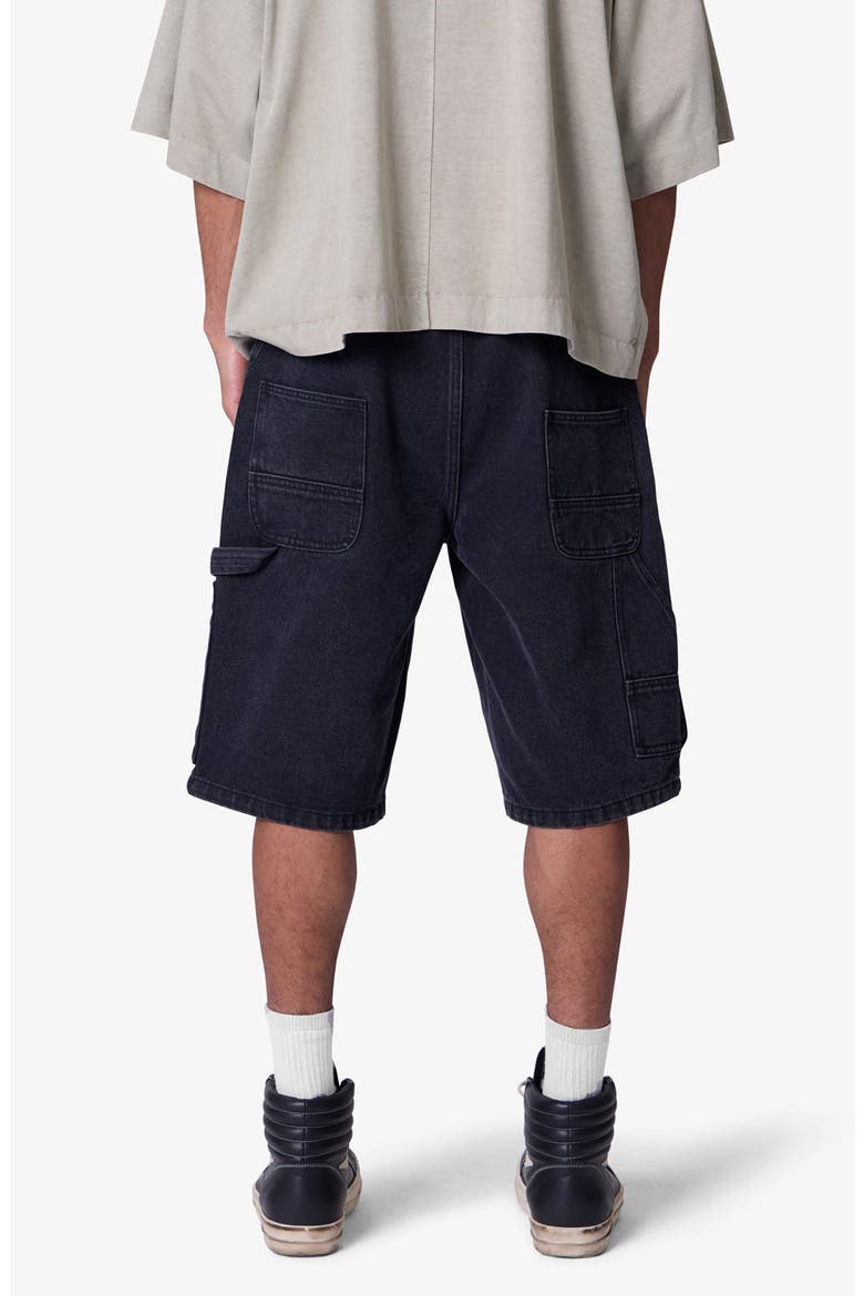 Baggy Zipper Denim Cargo Shorts, Alternate, color, BLACK
