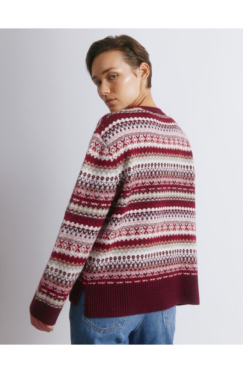 Albaray Fair Isle Crew Neck Sweater, Alternate, color, Burgundy