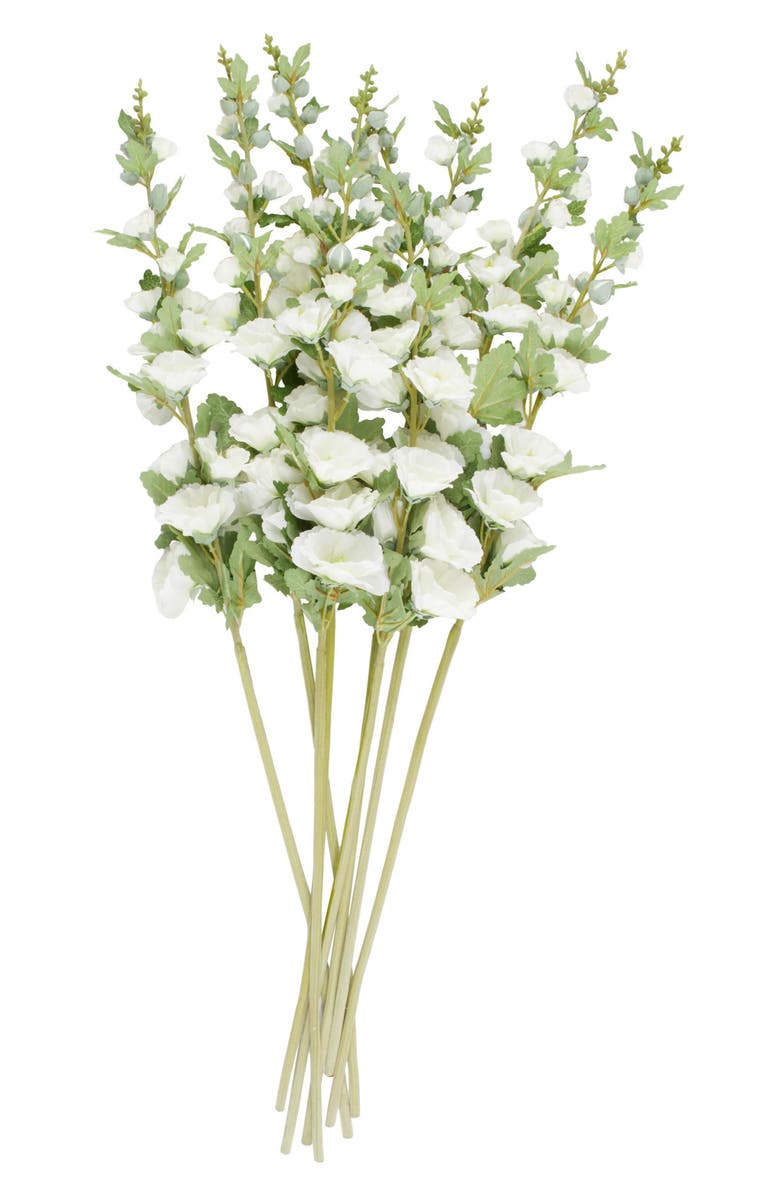 SONOMA SAGE HOME Set of Eight Hollyhock Artificial Flowers, Alternate, color, White