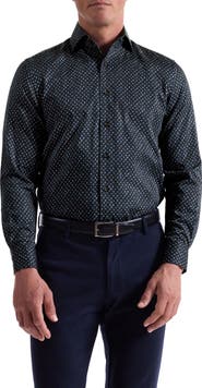 Bugatchi Alvin Trim Fit Leaf Print Stretch Cotton Button-Up Shirt