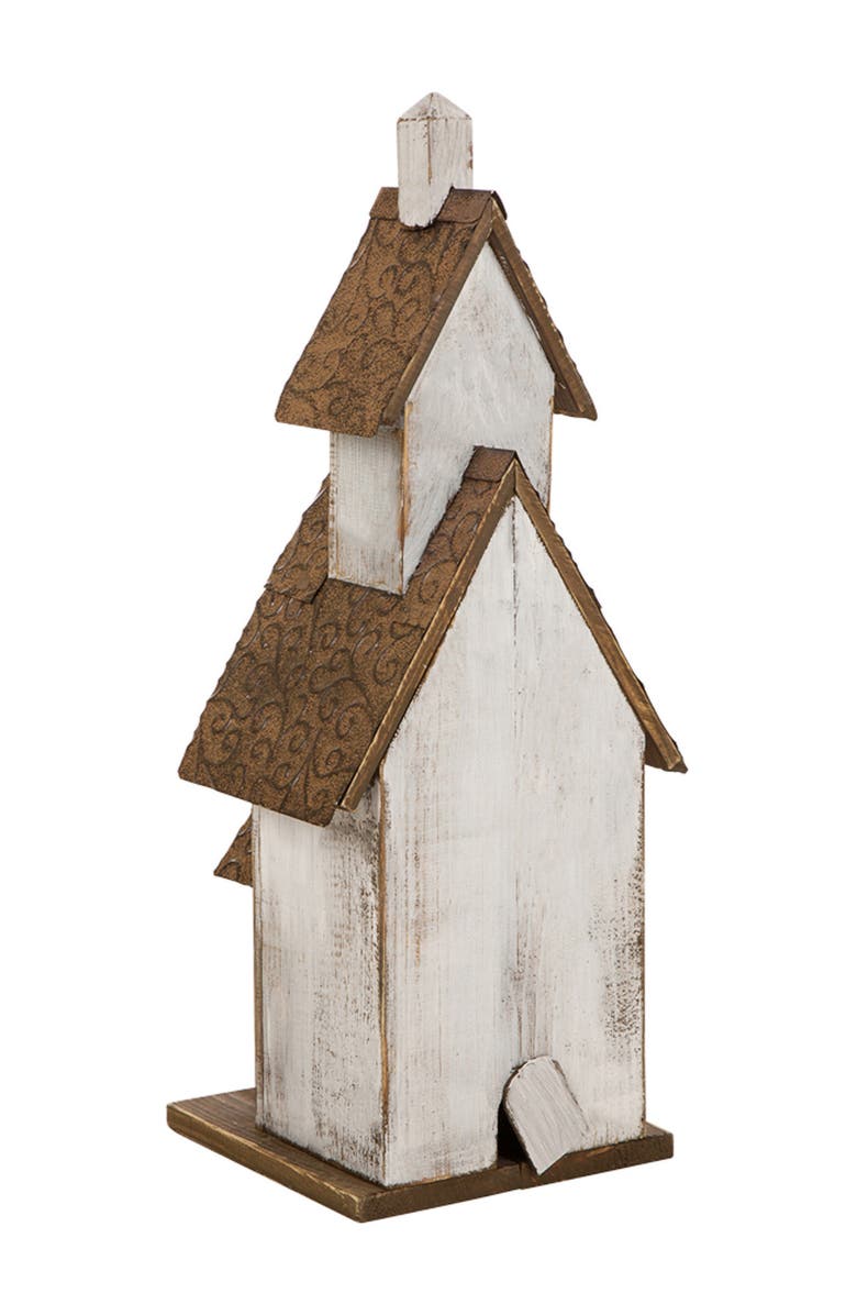 Glitzhome 23.5"H Extra-Large Farmhouse Wood White Birdhouse, Alternate, color, White