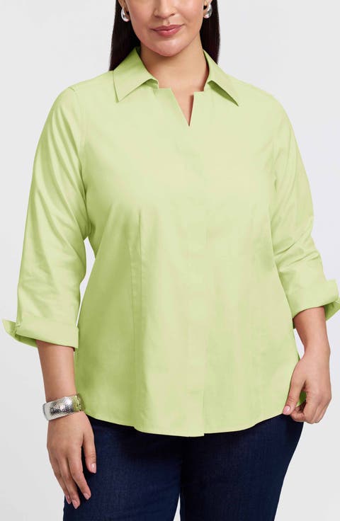 'Taylor' Three-Quarter Sleeve Non-Iron Cotton Shirt (Plus Size)
