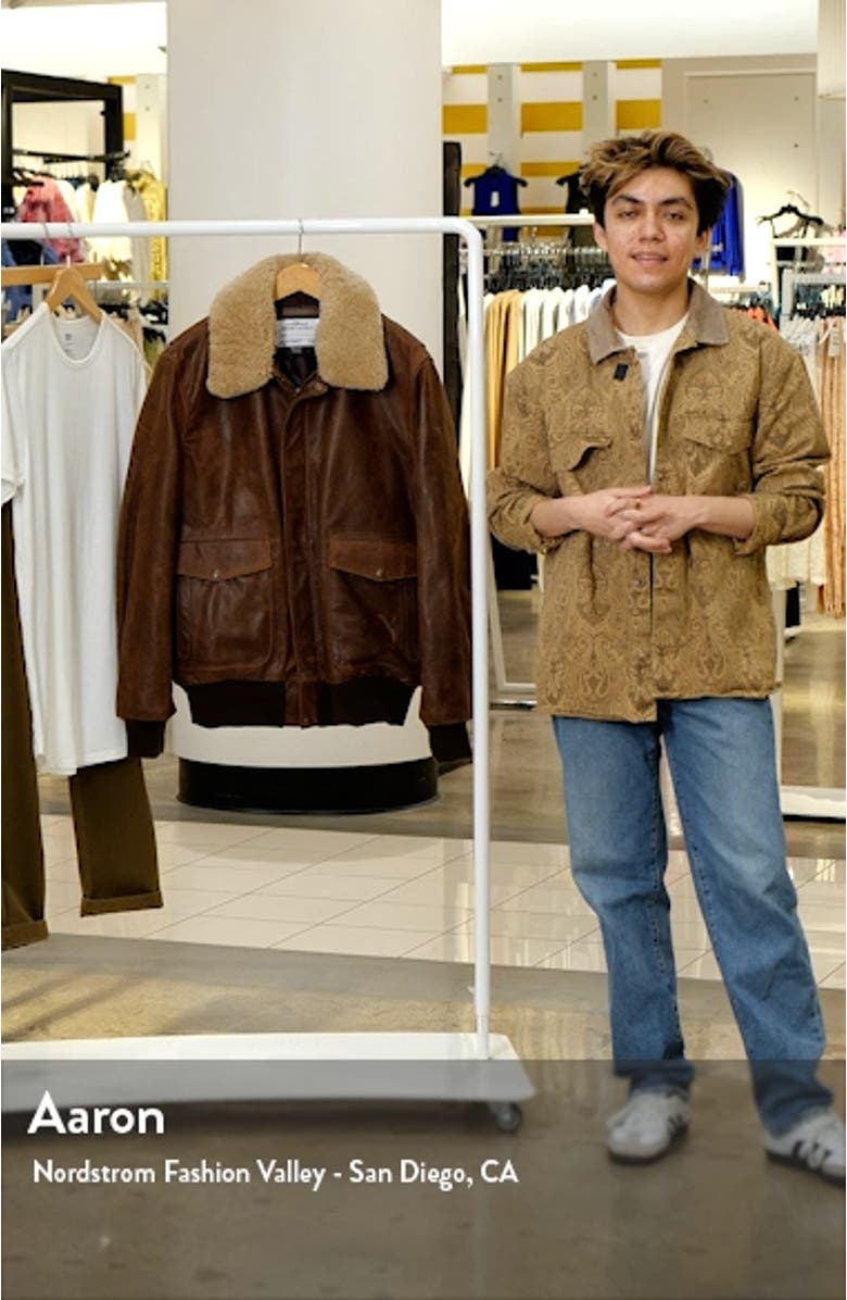 Cowhide Bomber Jacket with Genuine Shearling Collar, sales video thumbnail